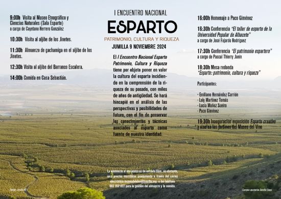 Jumilla acoger el I Encuentro Nacional del Esparto el prximo 9 de noviembre