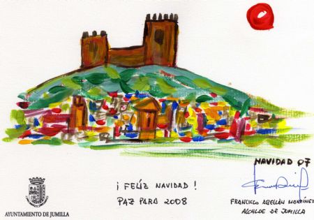 EL ALCALDE DE JUMILLA FELICITA LA NAVIDAD CON POSTALES PINTADAS POR L