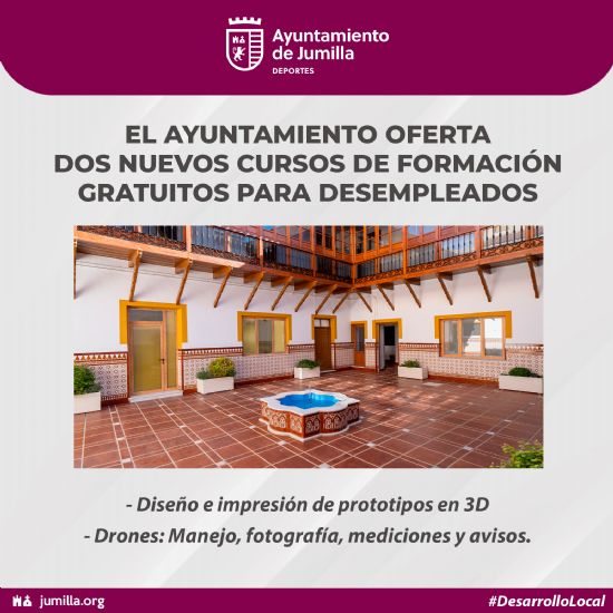 El Ayuntamiento oferta dos nuevos cursos de formacin para desempleados en Jumilla