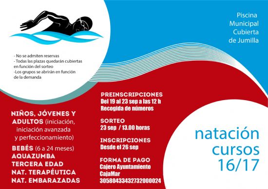 Abierto plazo de preinscripciones para los cursos de natacin de la Piscina Cubierta