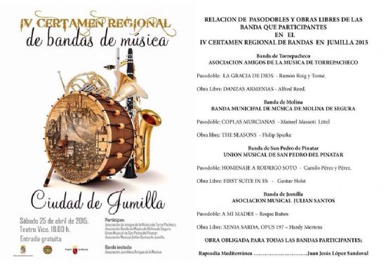 Este fin de semana Jumilla acoger el IV Certamen Regional de Bandas de Msica de la Regin de Murcia