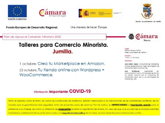 Ayuntamiento y Cmara de Comercio programan dos talleres online destinados al comercio minorista