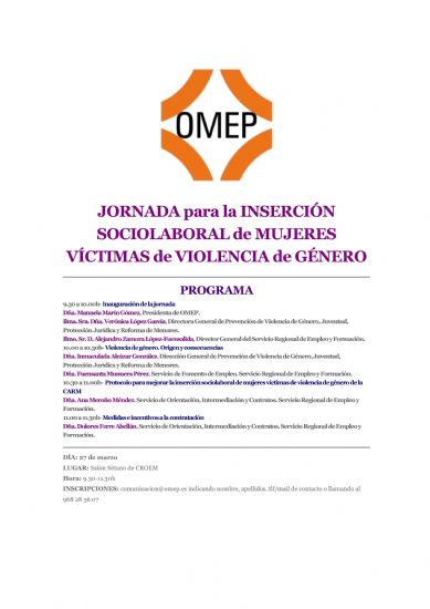 Igualdad informa de las jornadas para la insercin sociolaboral de mujeres vctimas de violencia de gnero organizadas por  OMEP