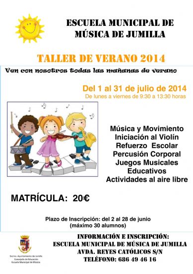 La Escuela Municipal del Msica de Jumilla organiza para el mes de julio un taller de verano